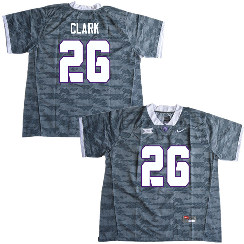 Men #26 Bud Clark TCU Horned Frogs College Football Jerseys Sale-Gray - Click Image to Close